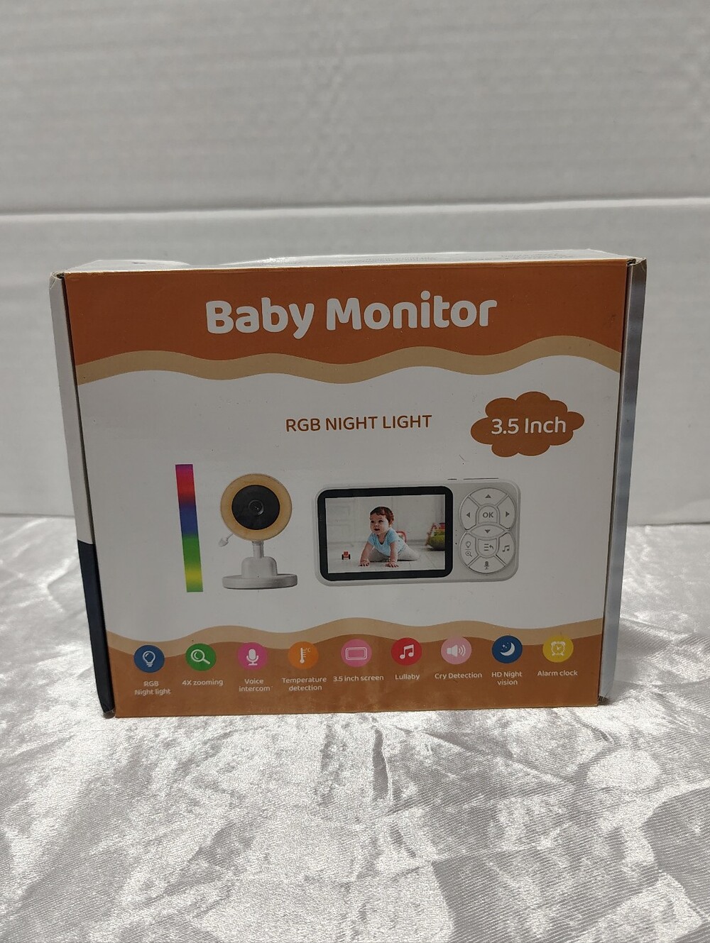 3.5" Baby Monitor With RGB Night Light, Excellent Condition